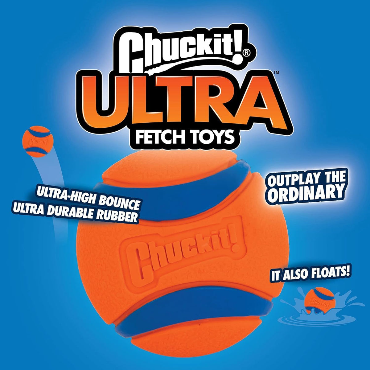 Chuckit! Ultra Ball Durable Rubber Dog Toy, Large, 7.3cm (2-Pack)