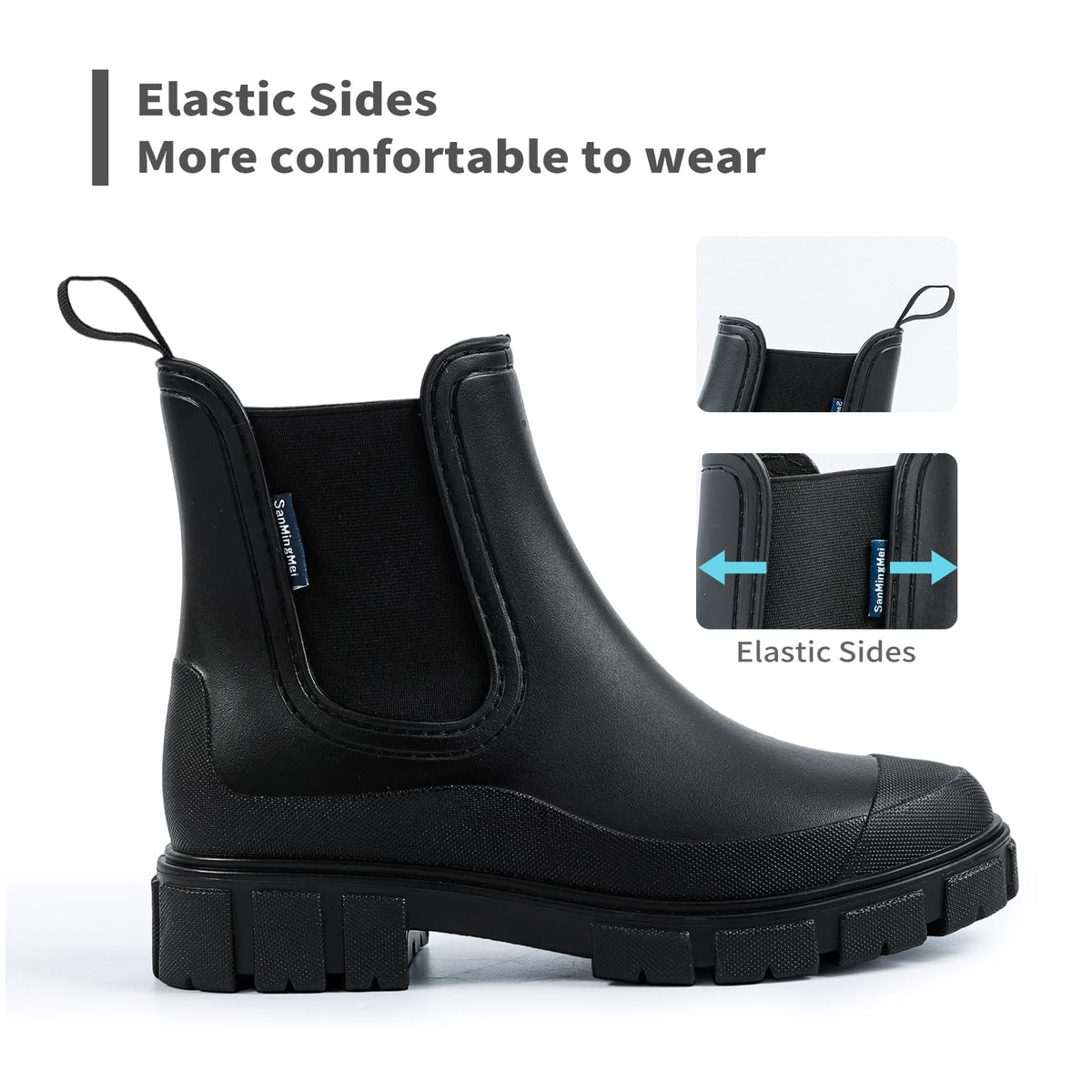DRECAGE Wellies Boots Women Waterproof Short Chelsea Fashion Ladies Comfortable Rain Boots Outdoors Garden Walking