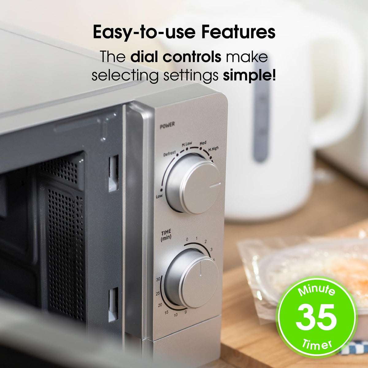 Abode Touch Control Microwave 20 Litre Black Digital 700W with Clock & Timer, 5 Auto Cook Settings & Defrost, 10 Power Levels AMT2012B (Touch Control, Silver)
