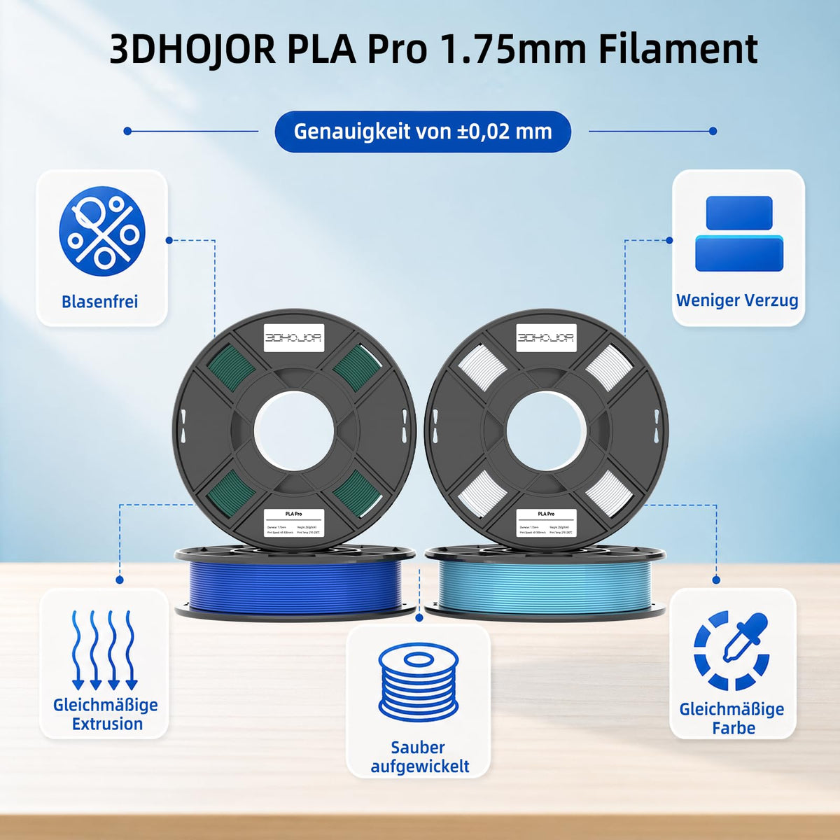 3DHoJor PLA+ PLA Plus Filament 1.75mm 1kg(2.2lbs) for 3D Printers,Yellow