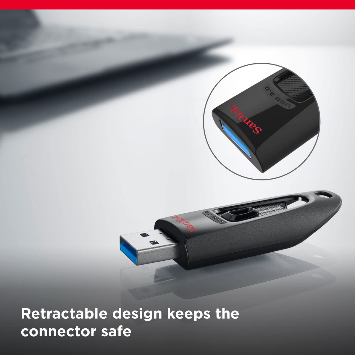 SANDISK Ultra 256GB, USB-A Flash Drive, Up to 100MB/s Read Speeds