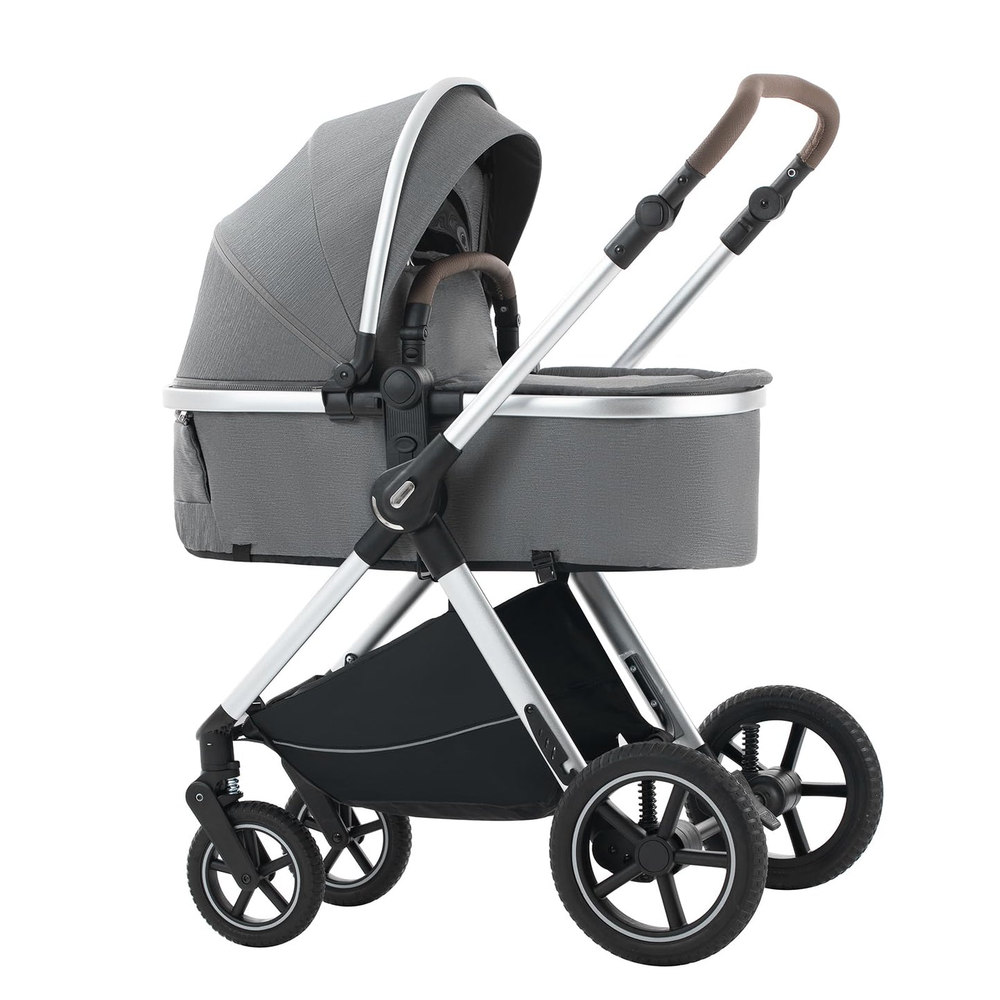 3 in 1 Pram Pushchair Aluminium Frame High Landscape Combined Buggy Lightweight Folding Stroller 3 in 1 Travel System Pram for Newborns Toddlers 0-36 Months from Birth (H9-Pink, H9)