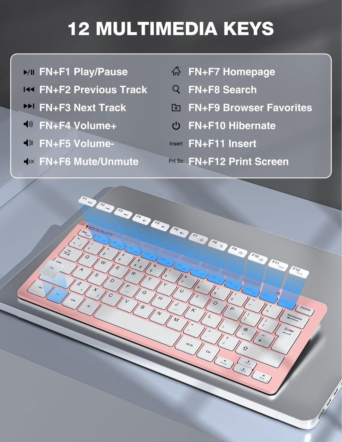 TECKNET Mini Wireless Keyboard and Mouse Set, 2.4G Cordless USB, Black