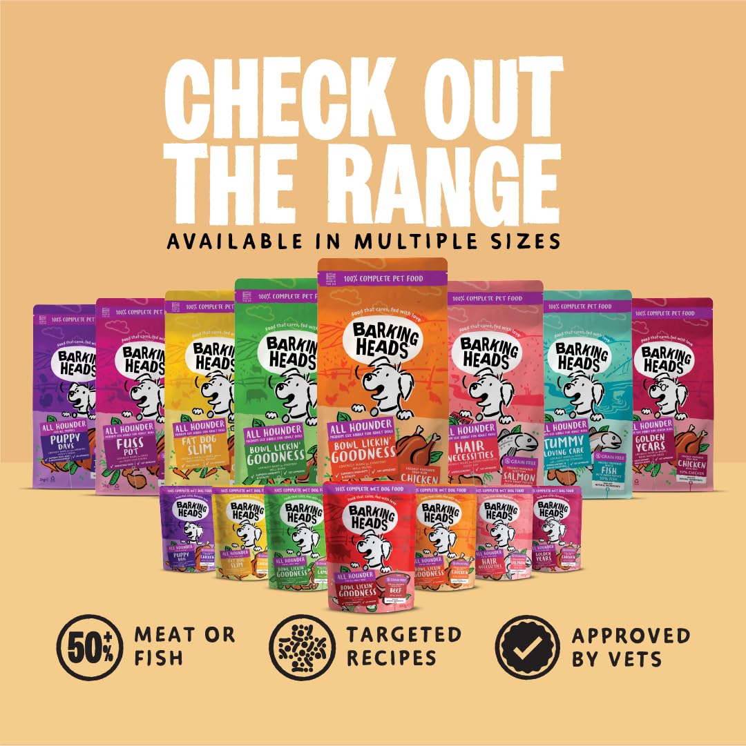 Barking Heads Adult Dog Food Wet Pouches Variety Pack Natural & Grain-Free with No Artificial Flavours Plus Added Vitamins & Minerals 6 x 300g