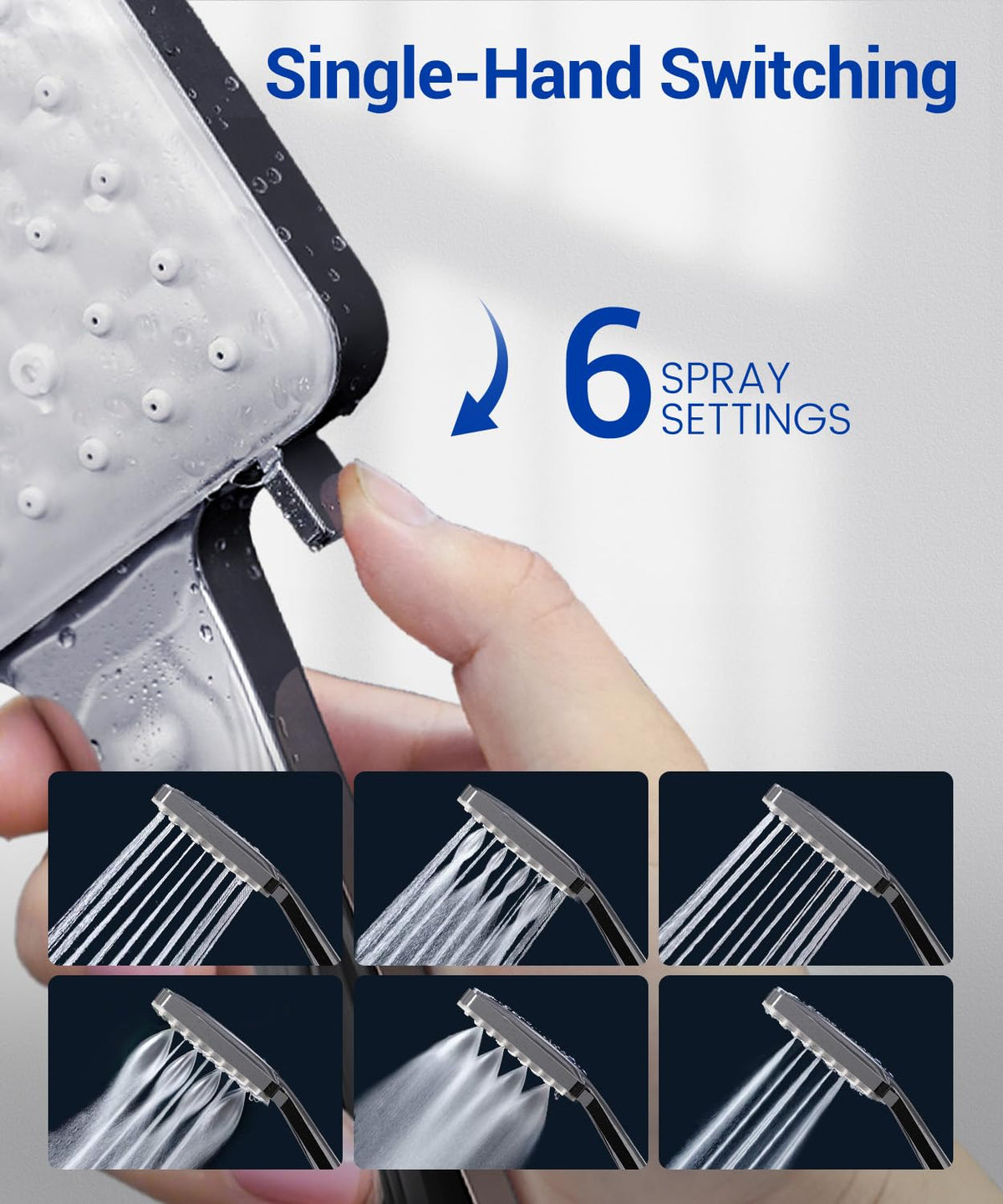 High Pressure Shower Head, Power Shower Head with 6 Modes