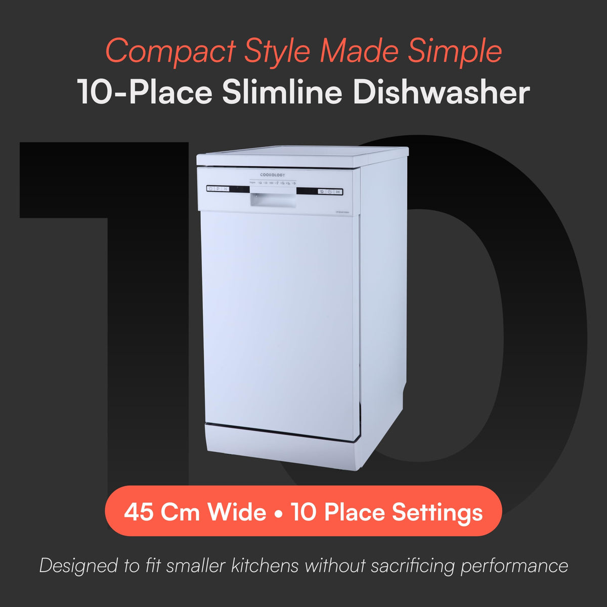 Cookology 45cm Slimline Under-Counter Dishwasher - Stainless Steel