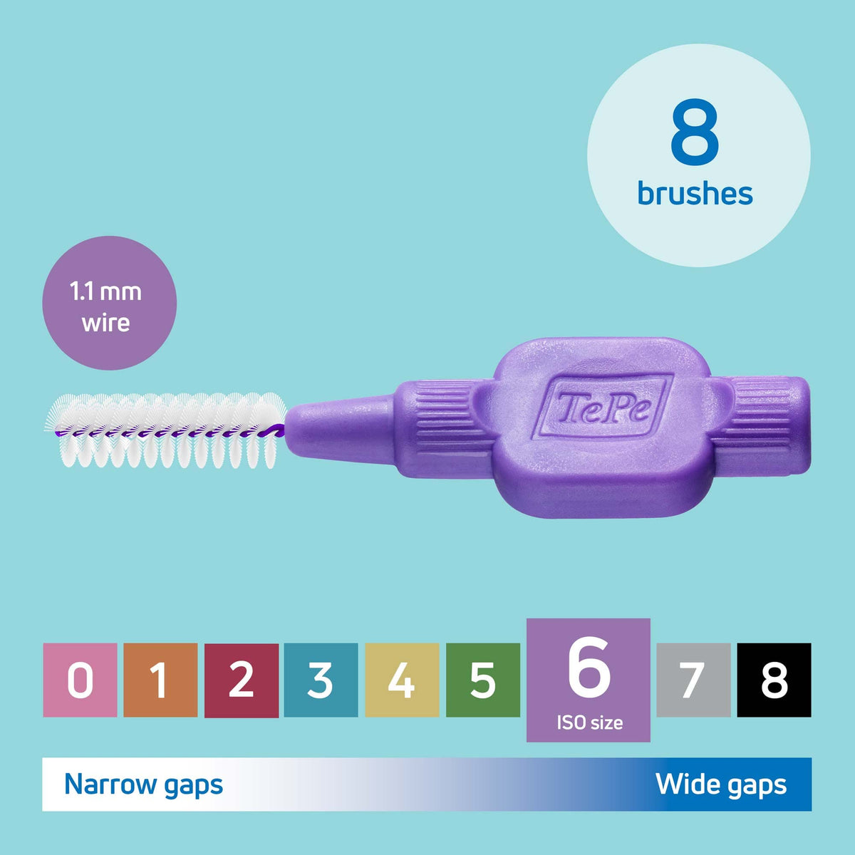 TePe Interdental Brush, Original, Blue, 0.6mm/ISO 3, 8pcs