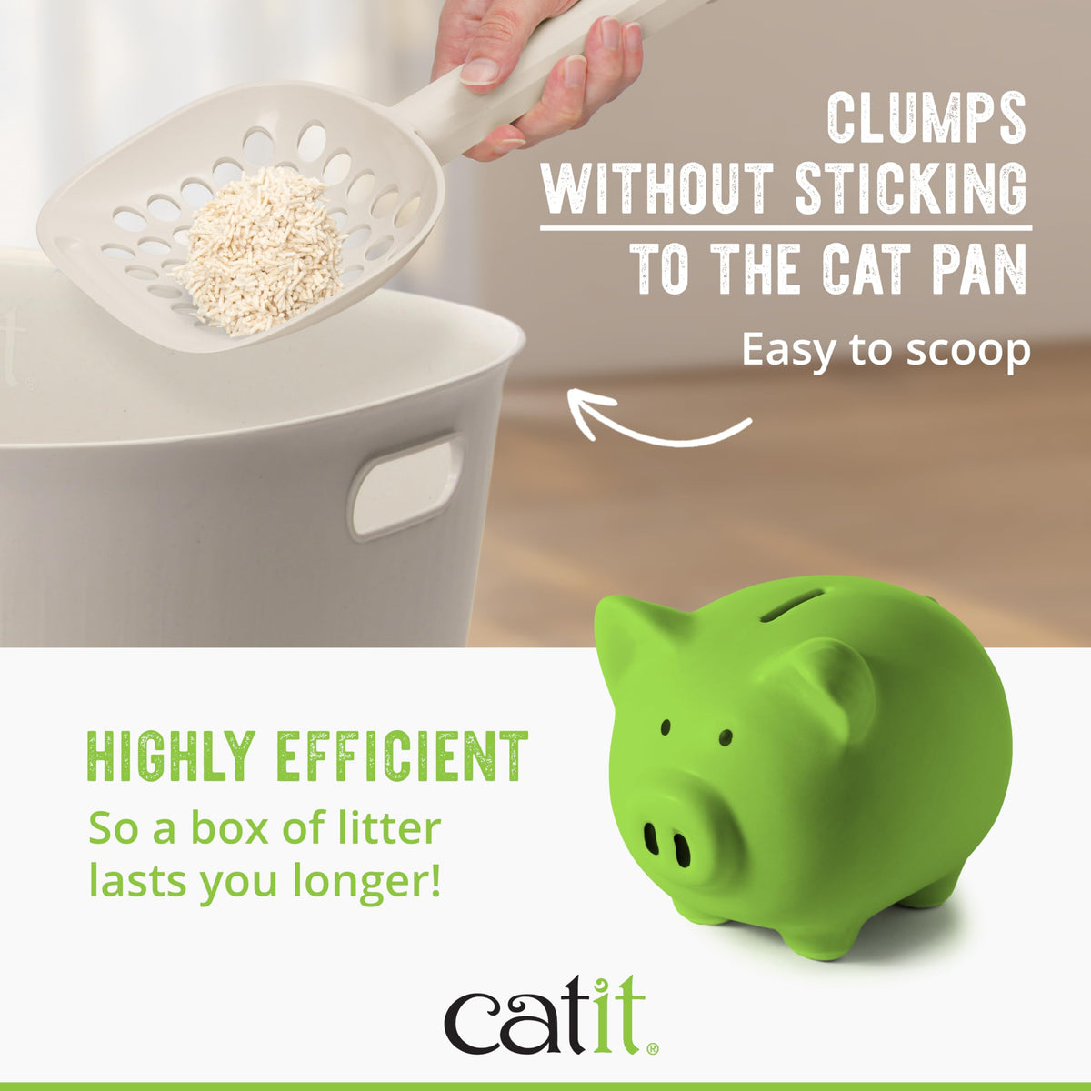 Catit Go Natural Vanilla Scented Pea Husk Clumping Cat Litter, Deodorising, 99.9% Dust-Free, Fast Clumping Cat Litter, Plant-Based Litter for Cats & Kittens, 5.6kg (2 x 2.8kg)