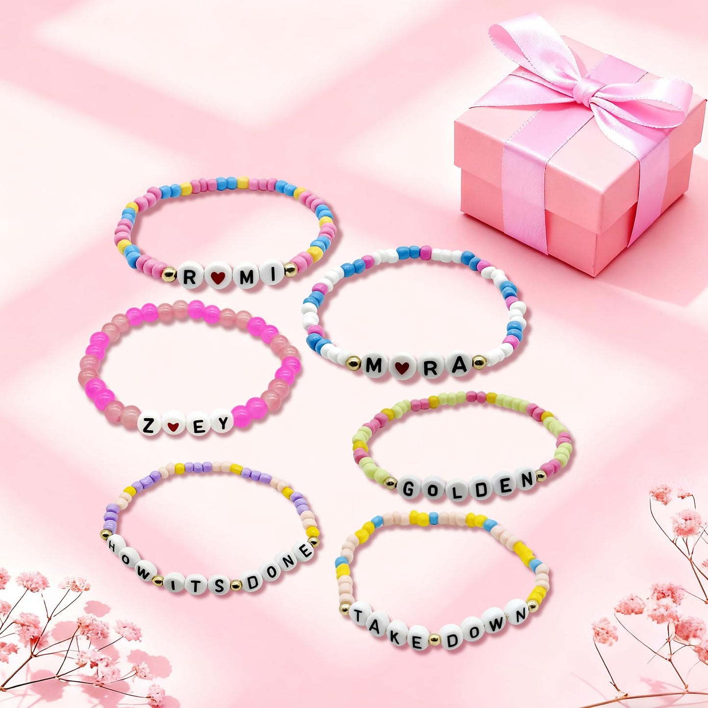For Grils Bracelet Korea-pop DemOn Friendship Merch Bracelets Stackable Stretch Hunters Singer Inspired Letter Bracelets for Girls Women Fans Valentine's Day Birthday Easter Gifts