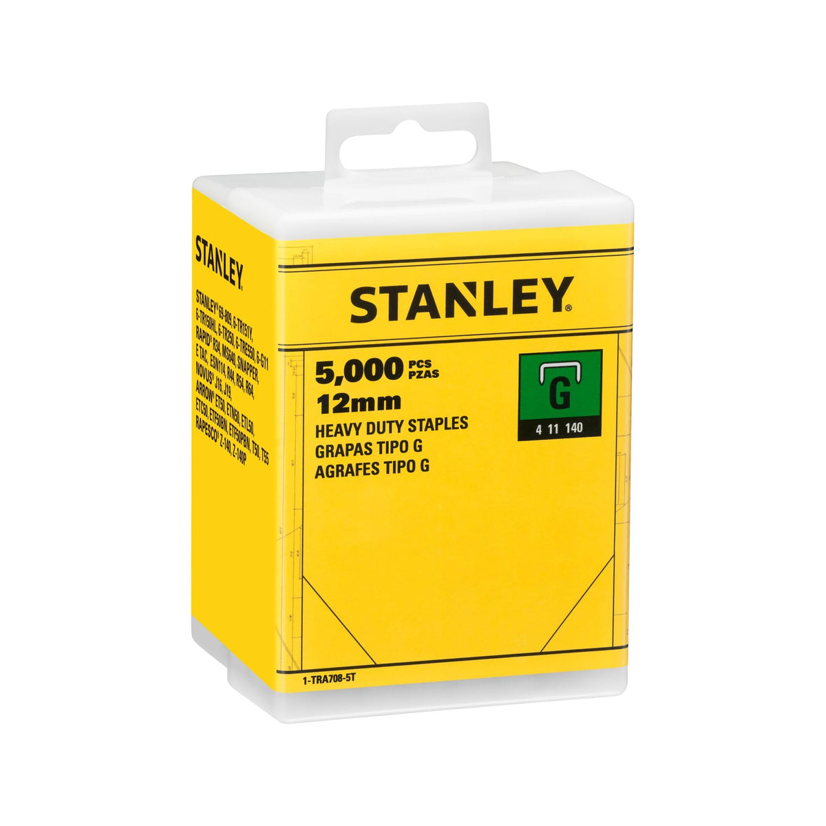 STANLEY 14mm Heavy-Duty Staples, Type G, Pack of 1000, 1-TRA709T