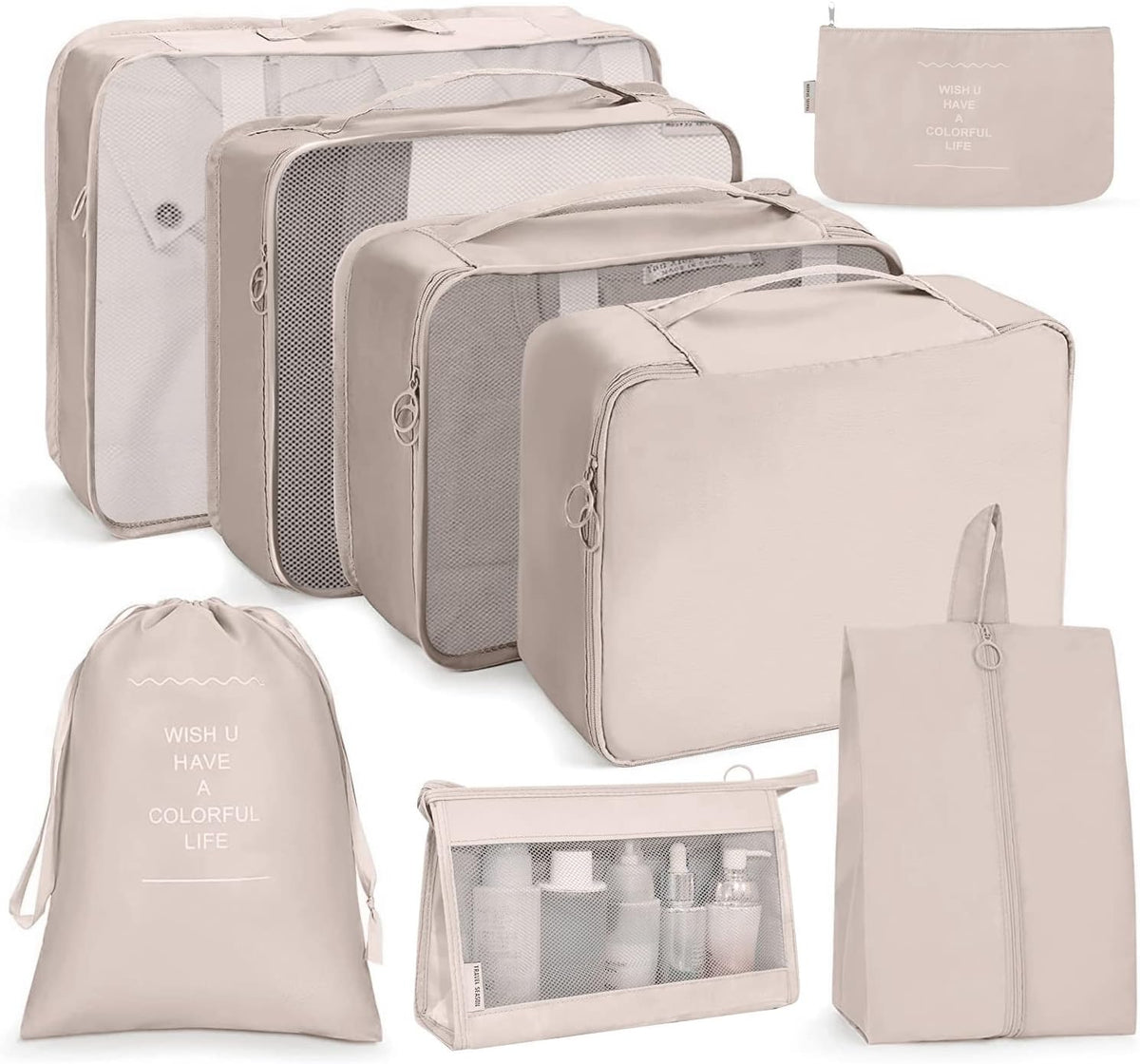 OSDUE Packing Cubes for Suitcase, 8PCS Thickening Travel Organiser Packing Bags Lightweight Travel Accessories Organizers Essentials Clothes Shoes Cosmetics Toiletries Storage Bags