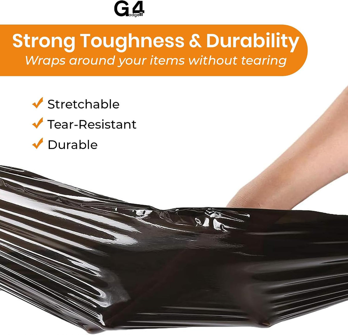 Heavy Duty Strong Pallet/StretchWrap/Shrink Wrap Packaging Cling Film - 400mm x 220m Pallet Stretch Wrap for Moving Home, Furniture, Luggage and Parcel (Black ‎40cm x 220m (STD CORE))