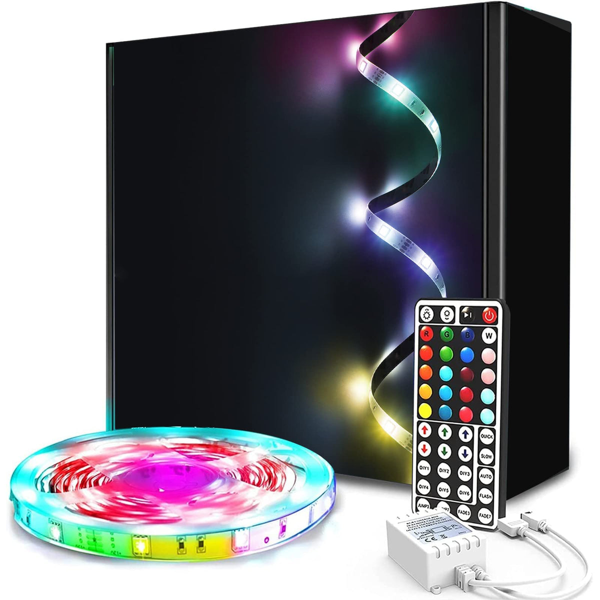 phopollo 5m RGB LED Strip Lights with Remote for Bedroom, Party.24V 5050 RGB, 44-Key Remote, Flexible Adhesive, Bedroom/Party Use