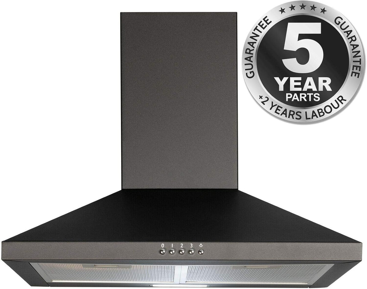 SIA 60cm Chimney Cooker Hood Kitchen Extractor Fan, Black, CHL60BL