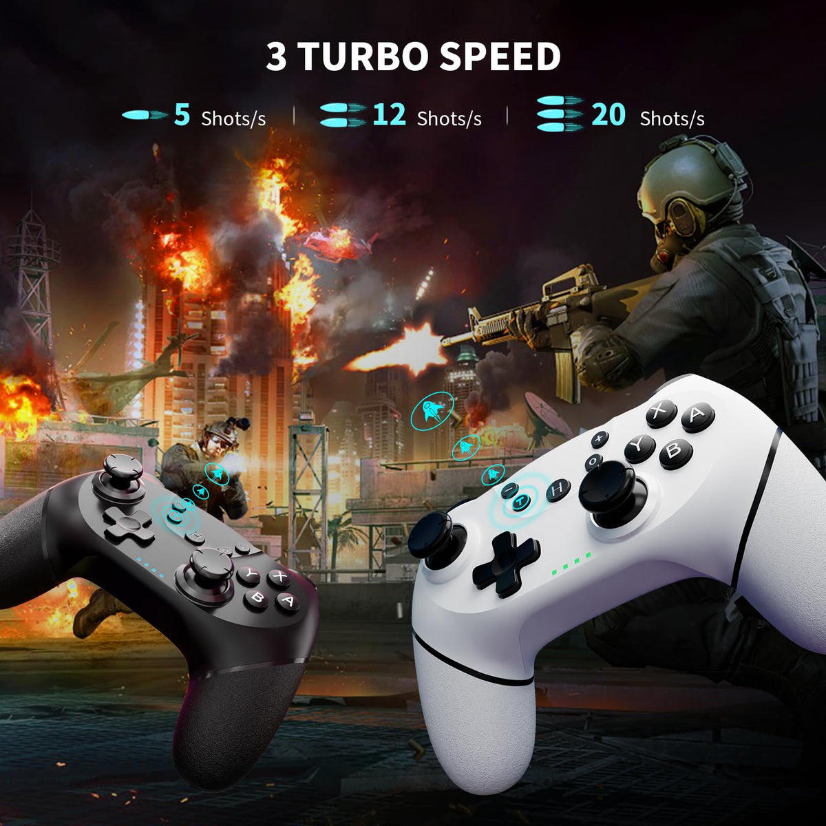 AceGamer 2pcs Wireless Controller for Switch 2/Switch/Lite/OLED, Controller for Switch Pro with Wake-up Function with One Button, Switch Pro Controller with Dual Vibration/Turbo/Screenshot