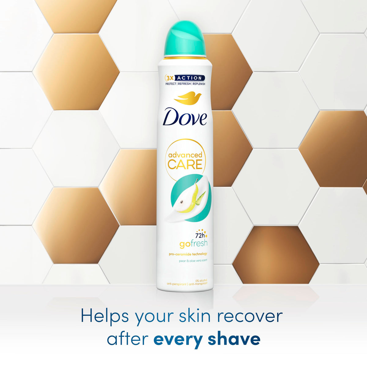 Dove Advanced Care Original Anti-perspirant Deodorant Spray with Triple Moisturising technology aerosol for 72 hours of protection 100 ml