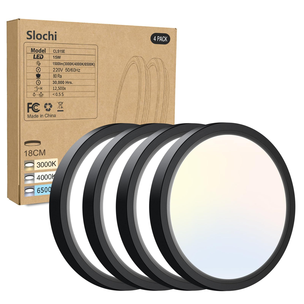 slochi Bathroom Light, 3000K/4000K/6500K 3 Color Temperature, Waterproof, Round, Modern, Flush Ceiling Light for Bathroom, Kitchen, Bedroom, Hallway and MoreØ18CM(Gold)