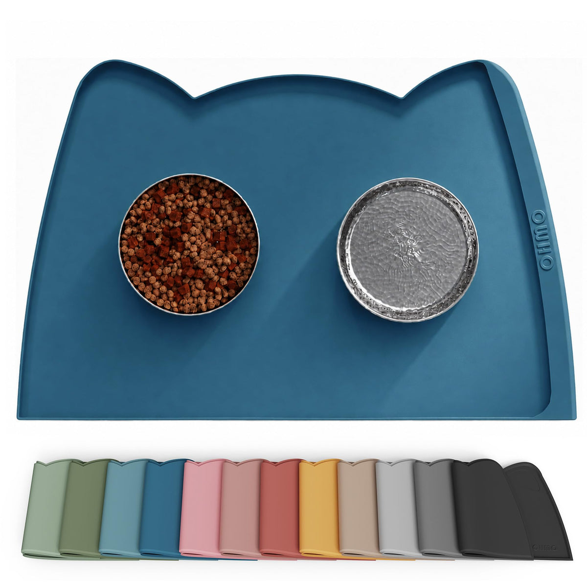 OHMO Silicone Cat Food Mat for Food&Water Bowls, 46x25cm, Camo Green
