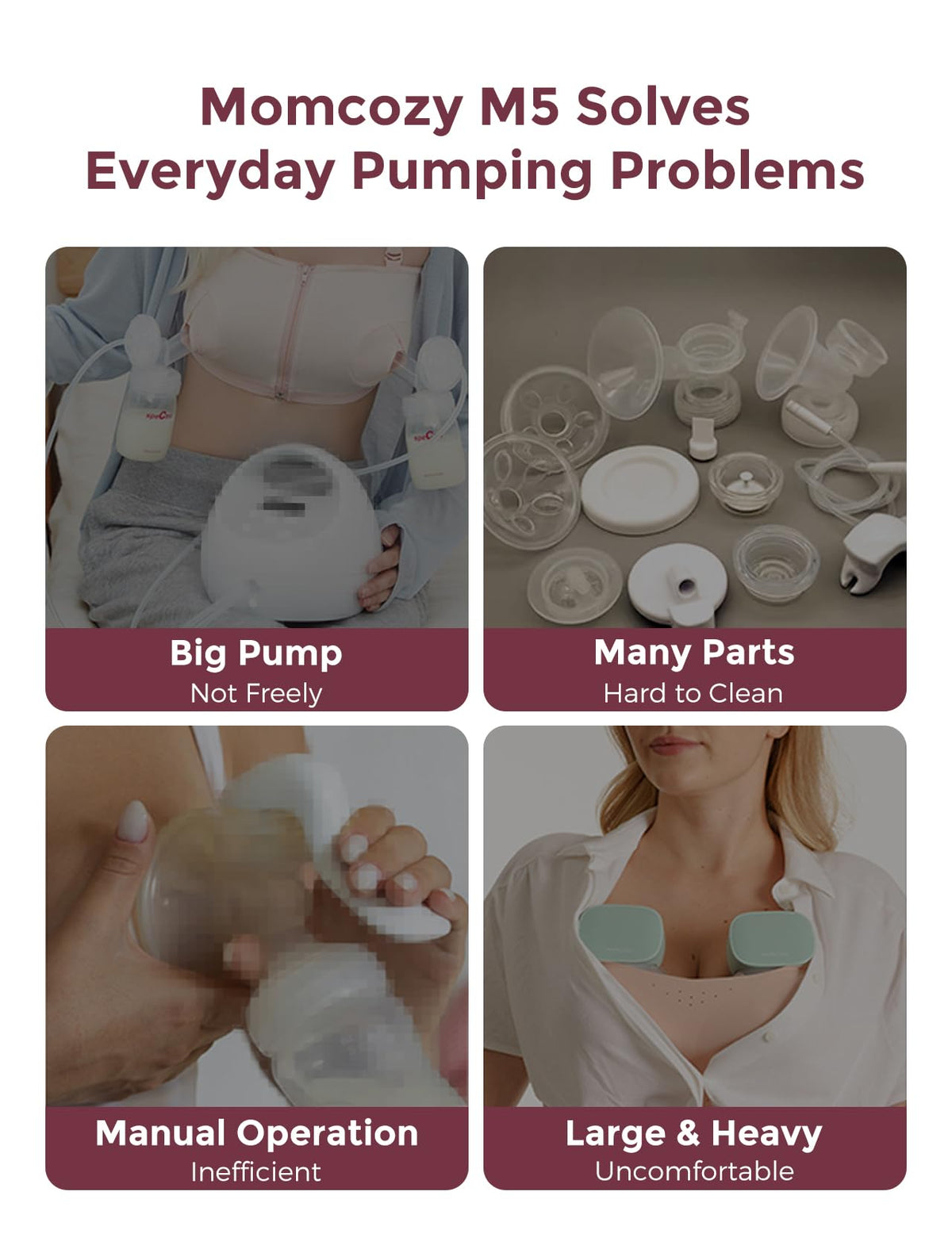 Momcozy Full Set Collector Cup Only Compatible with Momcozy M5 NOT for Others. Original M5 Breast Pump Replacement Accessories (160ml, with Double-Sealed Flange 24mm)