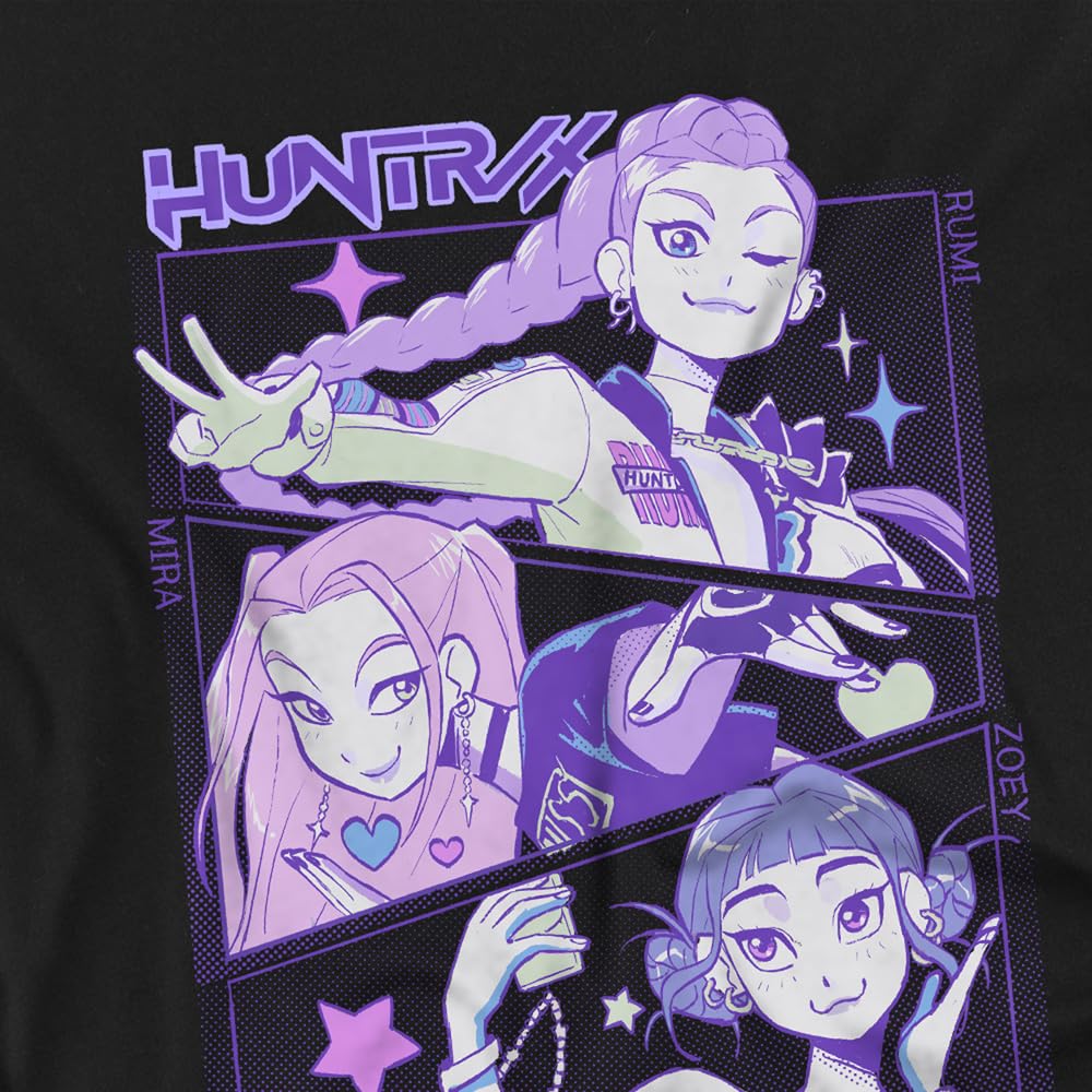 Kpop Demon Hunters Unisex Kids K-pop Demon Hunters - Anime Huntrix Huntr/X Kids T Shirt, Black T-Shirt (Pack of 1)