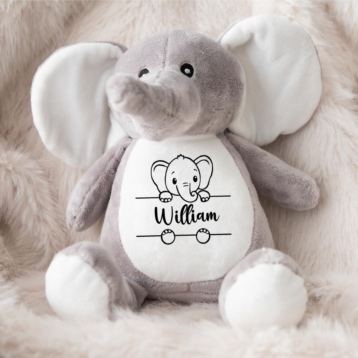 Crafted Memories - Personalised Teddy | Velveteen Bunny Soft Toy | Customisable Name for Newborns | Keepsake for Boys & Girls | Baby Shower Item | Pink Initial | Grey or White, 20-23cm
