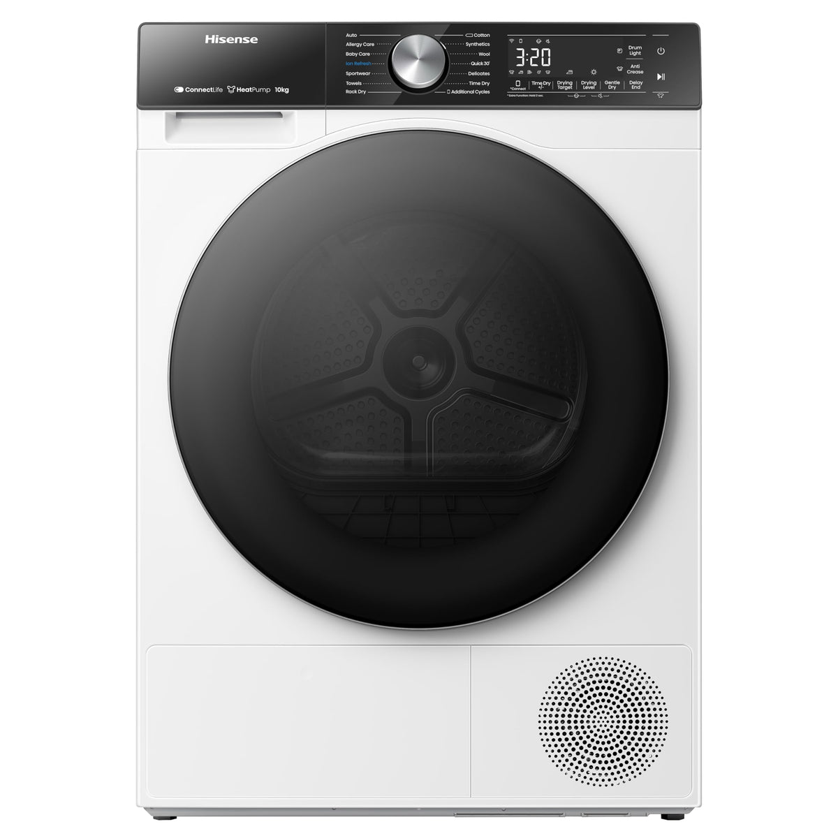 Hisense DH1Q802BW2 60cm Freestanding 8 KG Heatpump Front Load Tumble Dryer, 16 Programmes, Auto Dry, Steam Refresh, Allergy Care - White