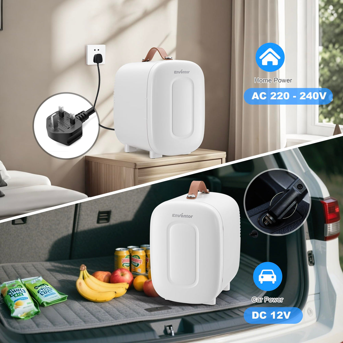 Enventor Mini Fridge 4 Litre/ 6 Can, Portable Cooler and Warmer, AC+12V DC