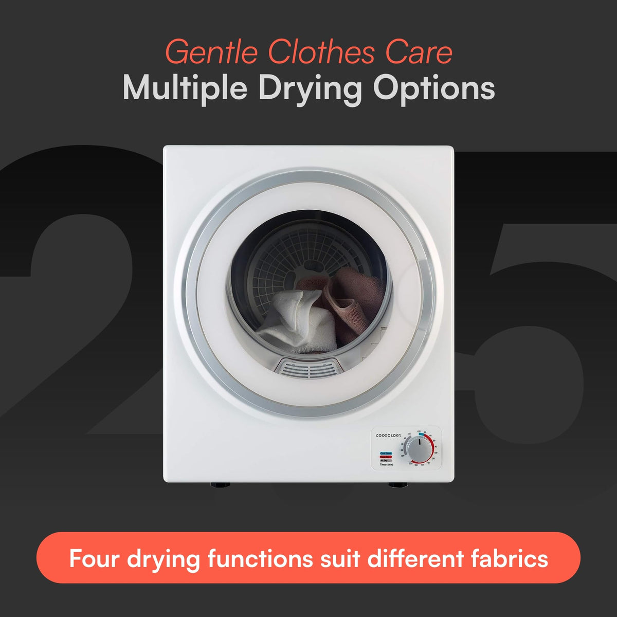 Cookology 2.5kg Mini Vented Tumble Dryer - Tabletop Design - Black