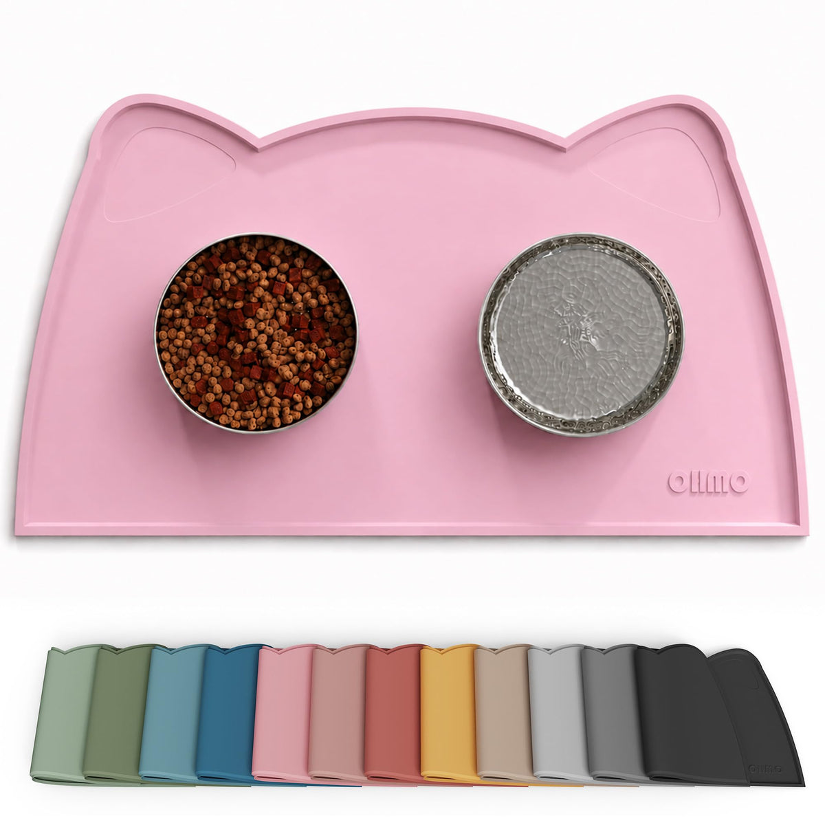OHMO Silicone Cat Food Mat for Food&Water Bowls, 46x25cm, Camo Green