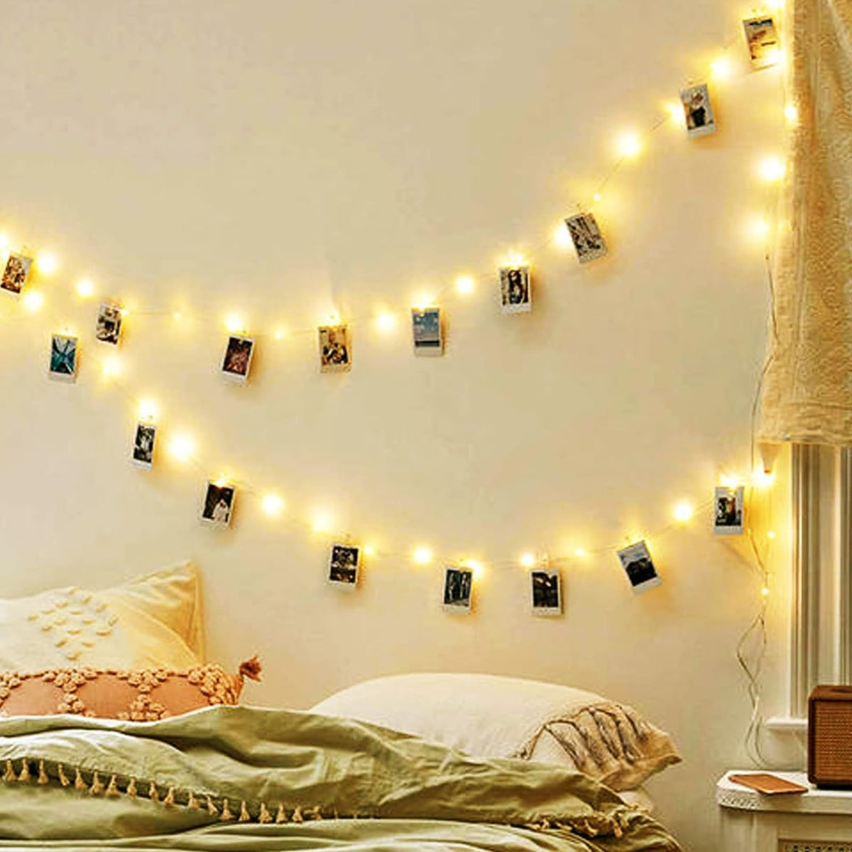 Kolpop 50LED Photo Clip String Lights, 5M Photo Peg Fairy Lights Indoor with 30 Clips Battery Powered Cooper Wire Hanging String Photo Display for Bedroom Birthday Wedding Party Christmas Decorations