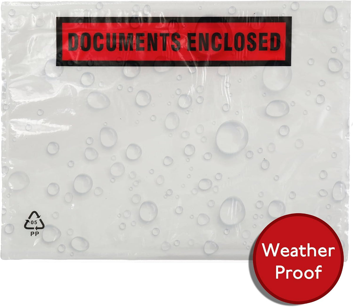 100 x A5 Printed Document Wallets (225 x 165mm), Waterproof A5 Plastic Wallets Printed with Documents Enclosed for Invoices, Labels, Delivery Notes and Packing Lists
