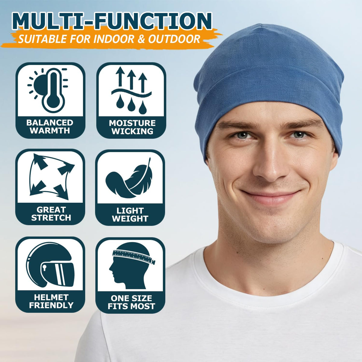 EINSKEY 100% Cotton Skull Caps for Men, Multipurpose Daily Wear Beanie Hat