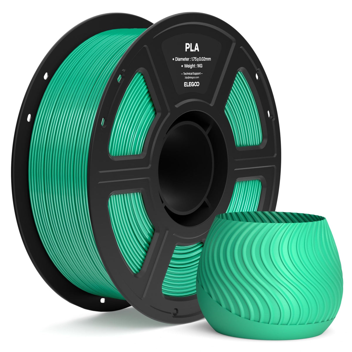 ELEGOO PLA 3D Printer Filament 1.75mm Black 1KG, Easy to Use, Durable