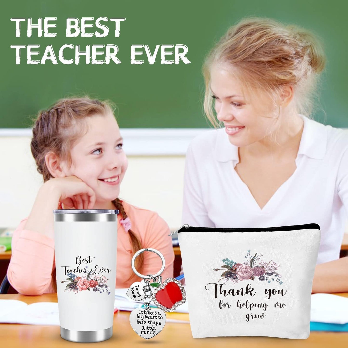Teacher Tote Bag, Teacher Appreciation Gifts, Teacher Gifts for Women, Thank You Teacher Present Tote Bag, 20OZ Tumbler, Cosmetic Bag, Greeting Cards