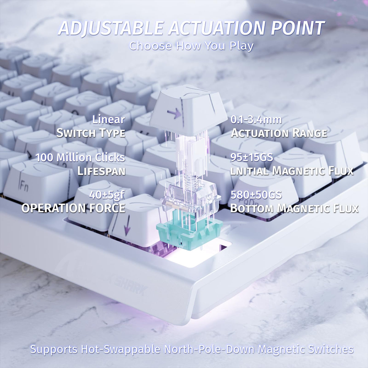 ATTACK SHARK X68 HE 8000Hz Rapid Trigger Keyboard, 0.01mm RT Accuracy Wired Gaming Keyboard with Magnetic Switch, Adjustable Actuation, Rapid Trigger, Snap Tap, RGB Lighting for PC/Mac, Black