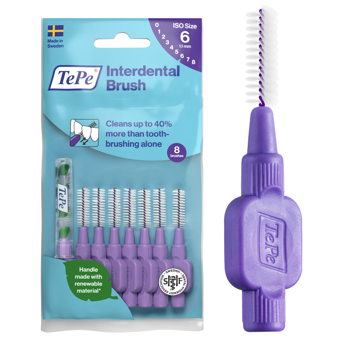 TePe Interdental Brush, Original, Blue, 0.6mm/ISO 3, 8pcs