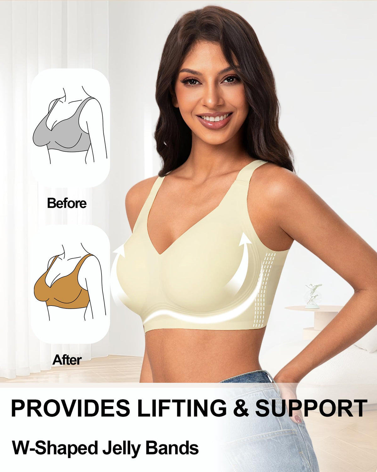 HOWIN Jelly Bras for Women Non Wired Seamless Gel Plus Size Push Up Bras
