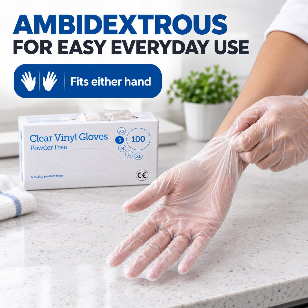1ABOVE 100 Clear Vinyl Gloves Medium Latex-Free Powder-Free