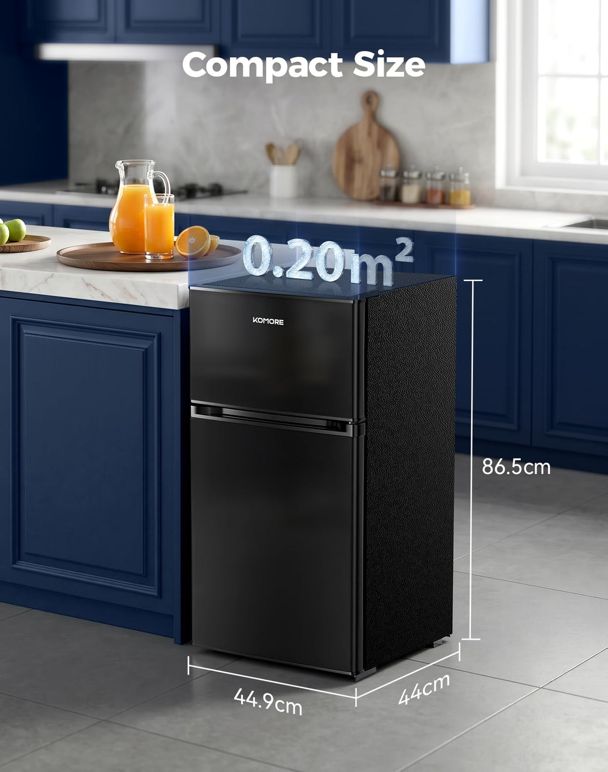 Small Fridge Freezers Freestanding 105L 7‑Stage Thermostat LED Light