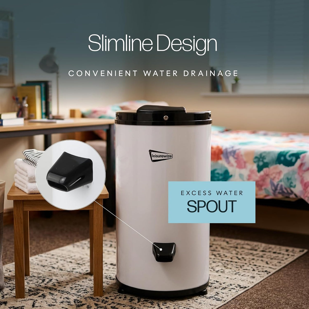 Portable 230v Heavy Duty Low Wattage 6kg Spin Dryer | 2800 RPM | Steel Drum | Student Camping Caravan Motorhome Dryer | Energy-Efficient (LW642)