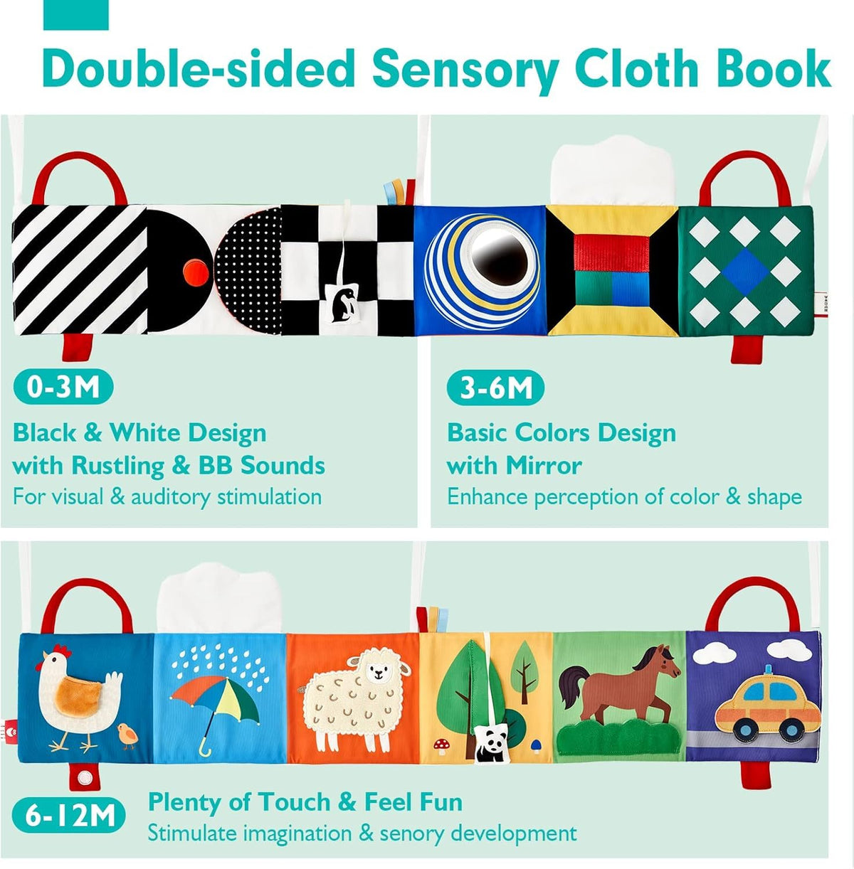 hahaland Baby Books 0-6 Months, Soft Cloth Newborn Books Toy for Babies