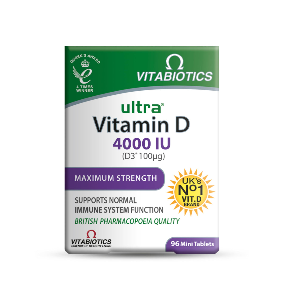 Vitabiotics Ultra Vitamin D3 1000IU, Vitamin D3 Tablets, 96 Tablets