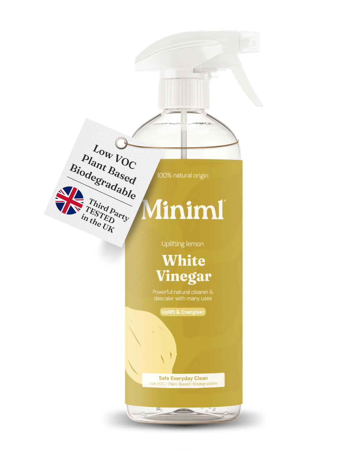 Miniml Eco White Vinegar Cleaning Unscented 750ml - All Natural Multi-Surface & Multi-Purpose Cleaner, Limescale Remover, Laundry Softener & More - 100% Vegan & Cruelty Free