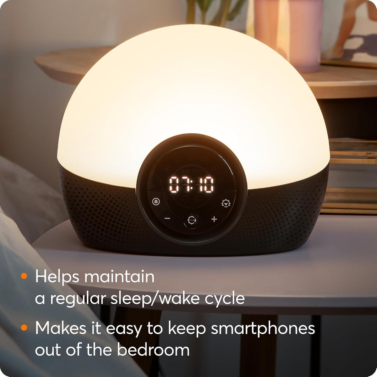 Lumie Bodyclock Glow 150 - Wake-up Light Alarm Clock with 10 Sounds and Sleep Sunset, White