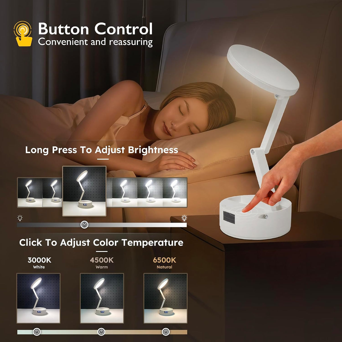 Small LED Rechargeable Portable Foldable Cordless Desk Table Lamp