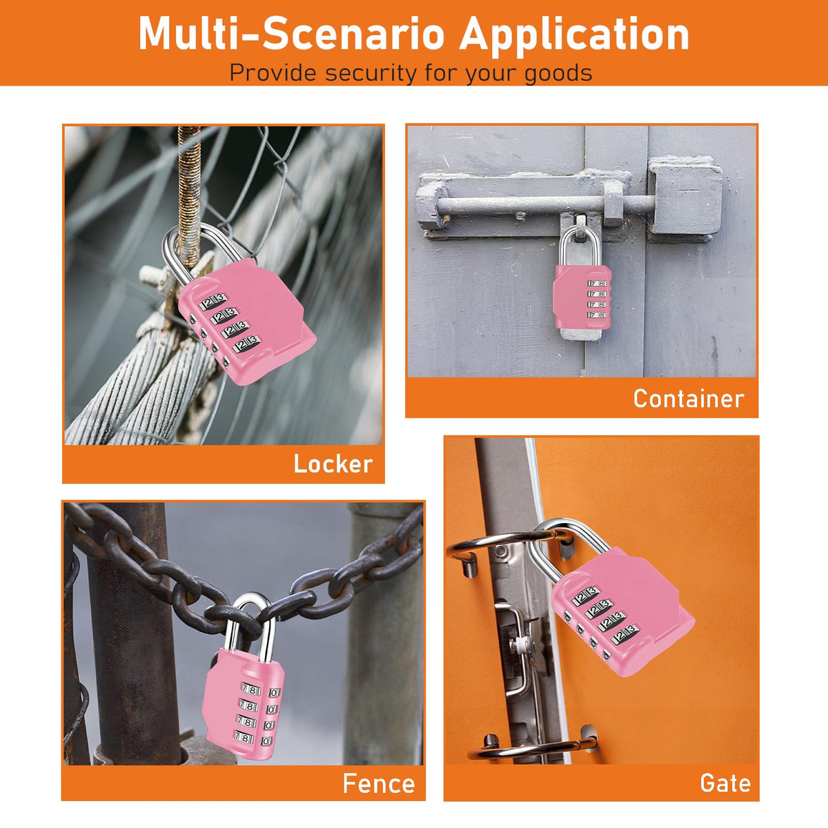 NAGE Padlocks with Code, Combination Lock 4 Digit Gym Locker (1P, Red)