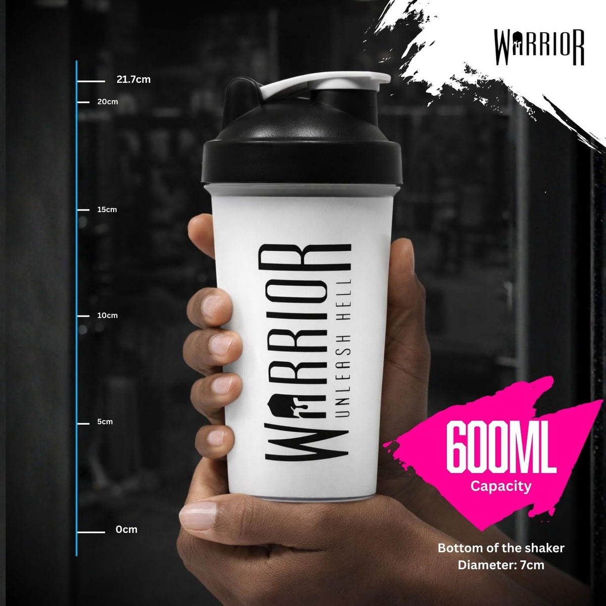 Warrior Protein Shaker Bottle 600ml with Wire Mixball Protein Shake Mixer