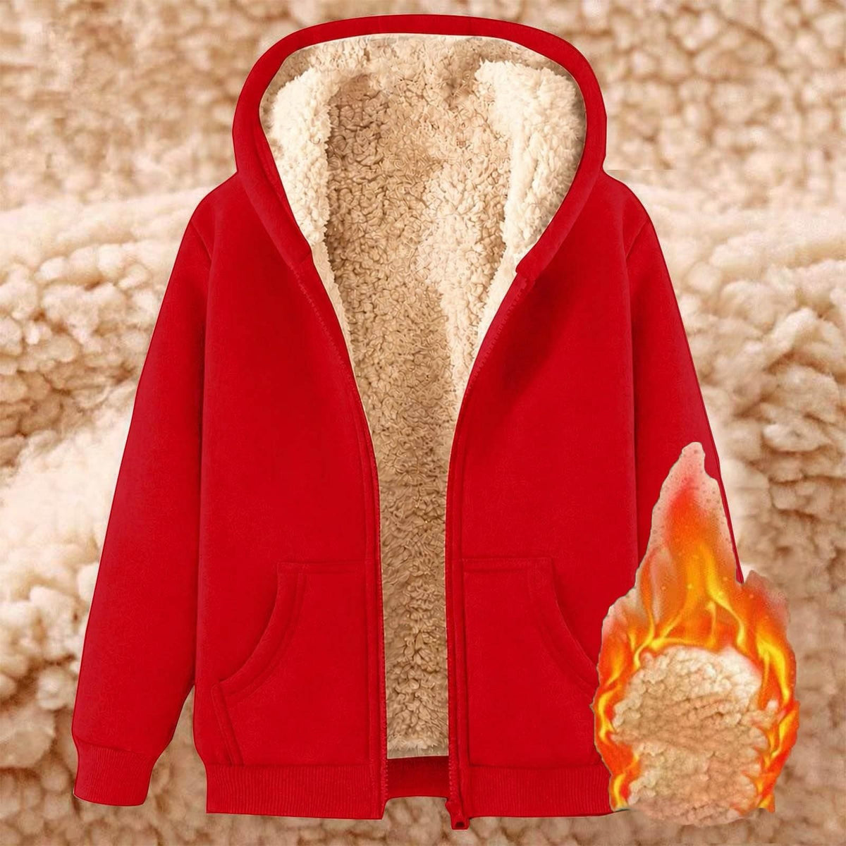 Womens Teddy Fleece Hoodies Sherpa Lined Fuzzy Jacket with Pockets Full Zip Hooded Sweatshirts Ladies Fall Winter Warm Jumper Coat Outwear Thermal Outfits Clothing