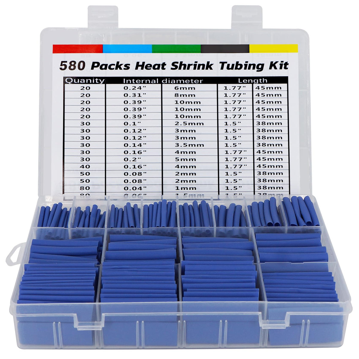 ASHINER Clear Heat Shrink Tubing Kit - 580Pcs EVA Material in 11 Sizes - Ideal for Electrical Insulation, Repairs, and Wire Connectors with User-Friendly Design and Storage Case