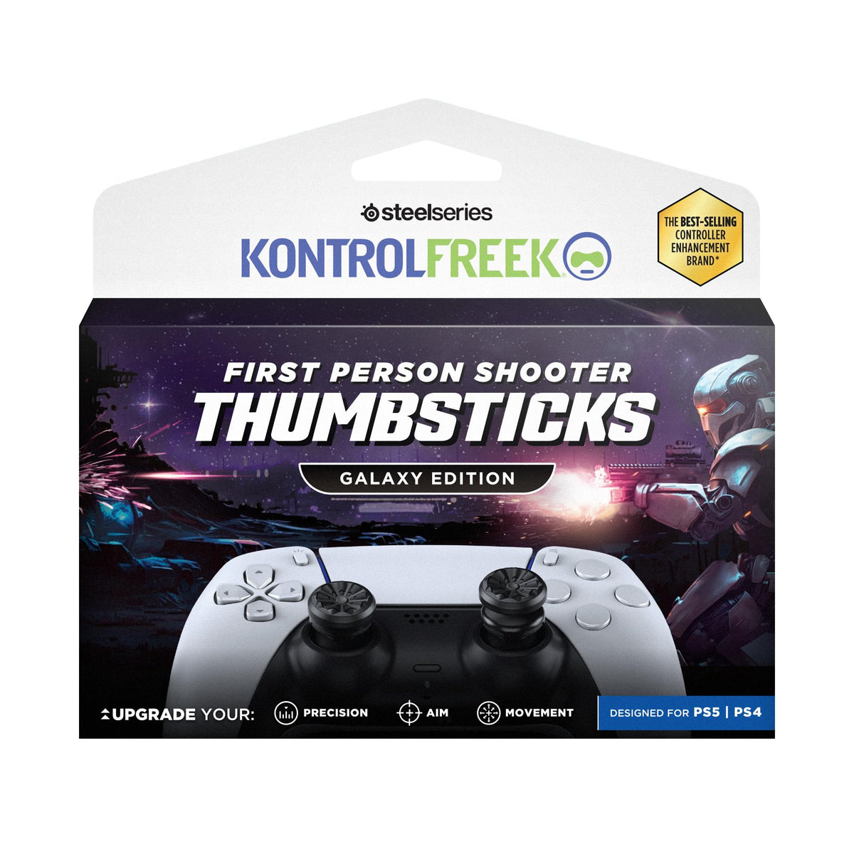 KontrolFreek FPS Freek Galaxy Black | The Original Performance Thumbsticks for PS5 & PS4 Controller | Increased Precision & Grip for FPS Games | 1 High-Rise, 1 Mid-Rise - Black